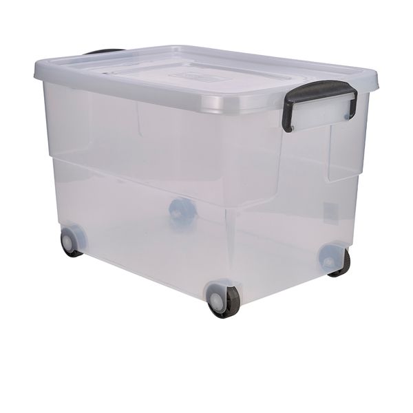 Picture of Storage Box 60L W/ Clip Handles On Wheels