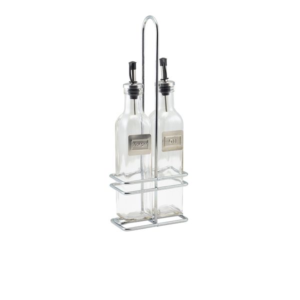 Picture of Square Glass Oil & Vinegar With Chrome Stand