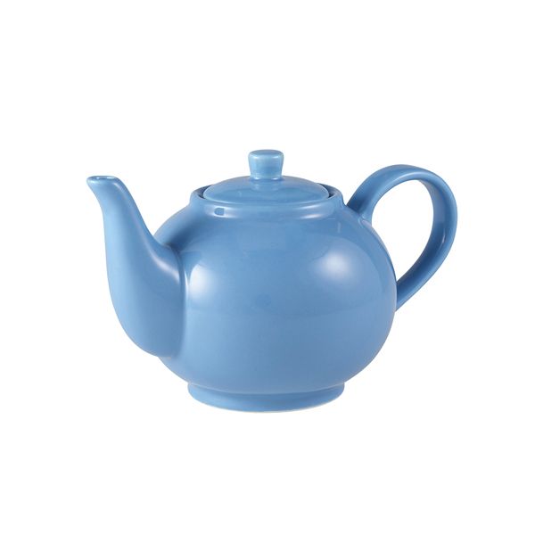 Picture of Genware Porcelain Blue Teapot 45cl/15.75oz