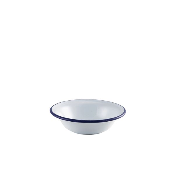 Picture of Enamel Bowl White with Blue Rim 16cm/6.25"