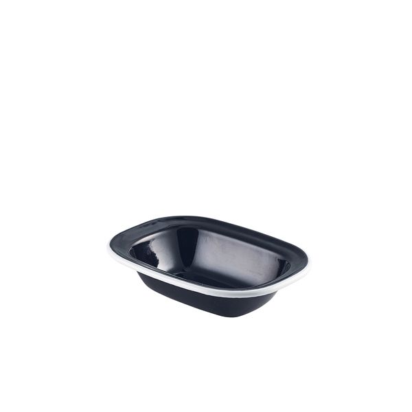 Picture of Enamel Pie Dish Black with White Rim 16cm