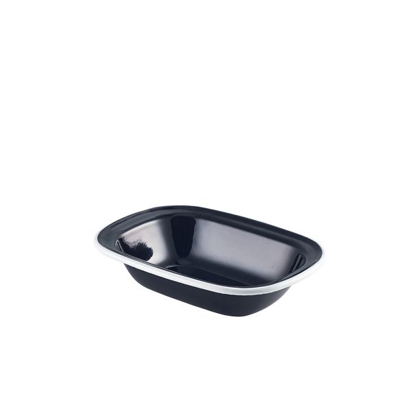 Picture of Enamel Pie Dish Black with White Rim 18cm