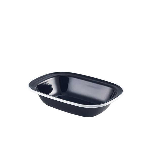 Picture of Enamel Pie Dish Black with White Rim 20cm