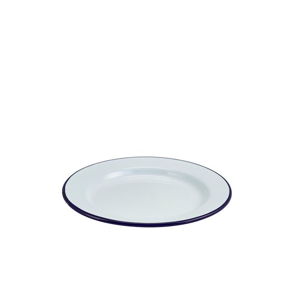 Picture of Enamel Wide Rim Plate White & Blue 20cm