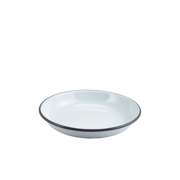 Picture of Enam Rice/Pasta Plate White w Grey Rim 20cm