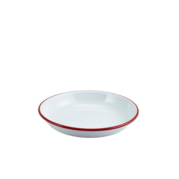 Picture of Enam Rice/Pasta Plate White w Red Rim 20cm