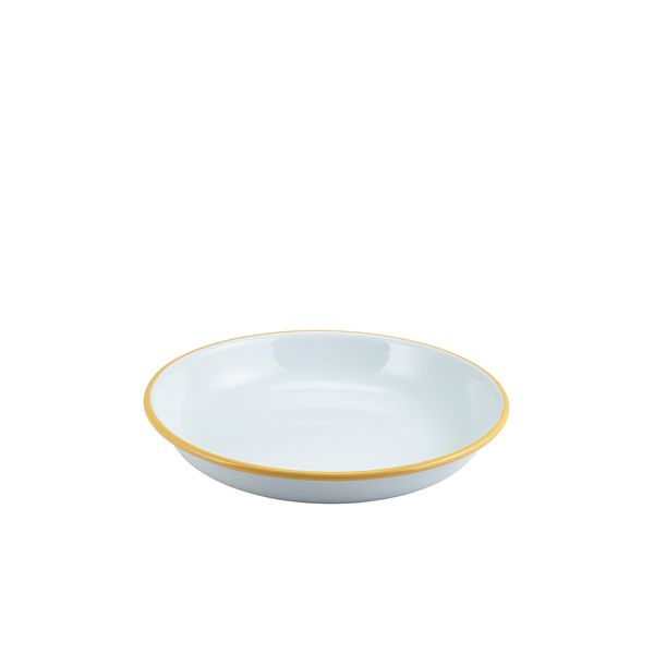 Picture of Enam Rice/Pasta Plate White w Yellow Rim 20cm