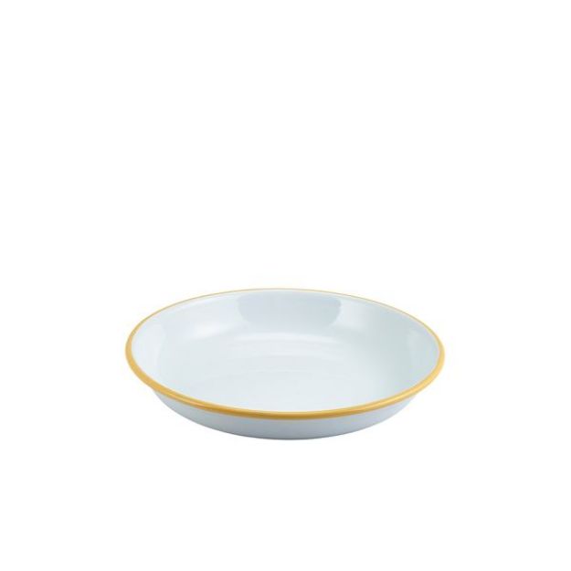 Picture of Enam Rice/Pasta Plate White w Yellow Rim 20cm