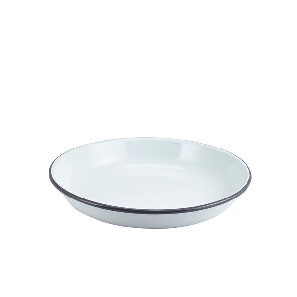 Picture of Enam Rice/Pasta Plate White w Grey Rim 24cm