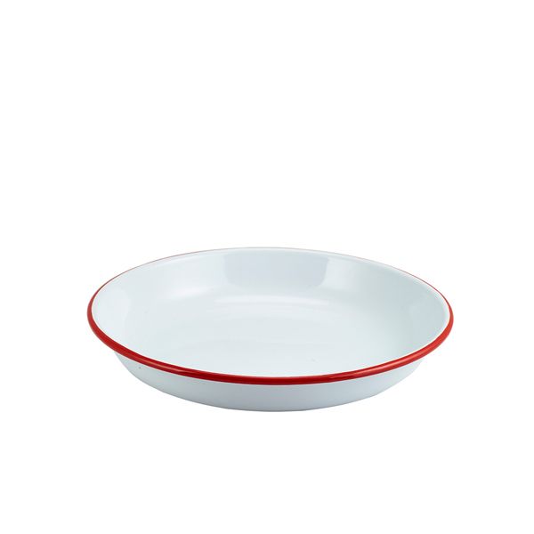 Picture of Enam Rice/Pasta Plate White w Red Rim 24cm