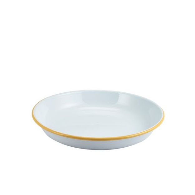 Picture of Enam Rice/Pasta Plate White w Yellow Rim 24cm