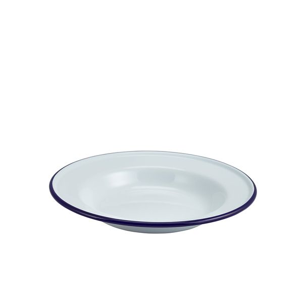 Picture of Enamel Deep Plate White & Blue 24cm