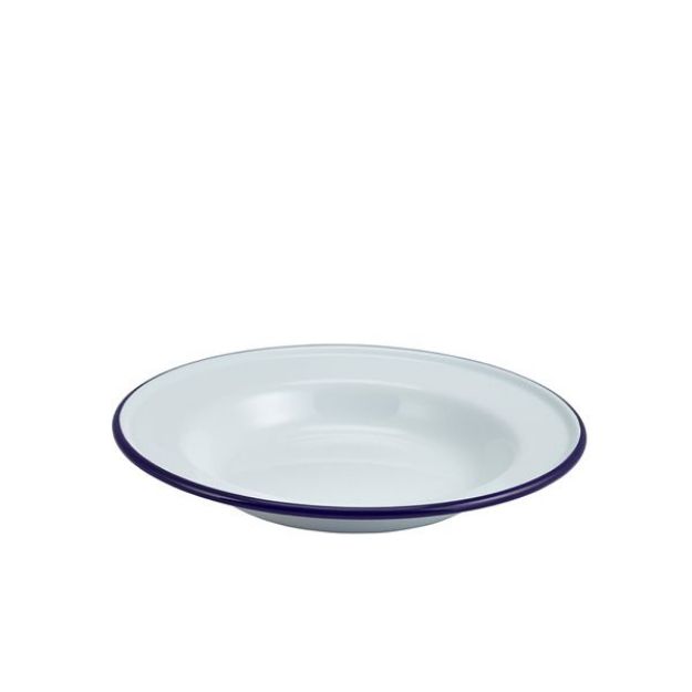 Picture of Enamel Deep Plate White & Blue 24cm