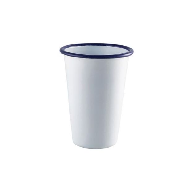 Picture of Ename Tall Tumbler White w Blue Rim 40cl/14oz