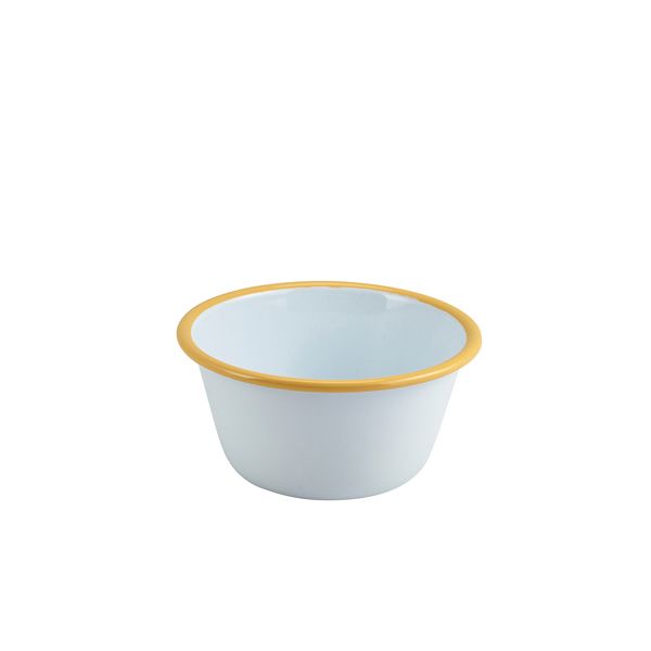 Picture of Enam Round Deep Pie Dish White w Y. Rim 12cm