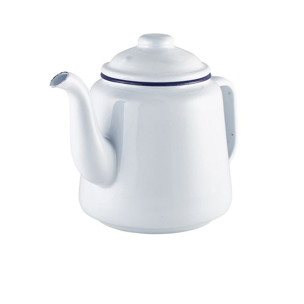 Picture of Enamel Teapot White with Blue Rim 1.5L