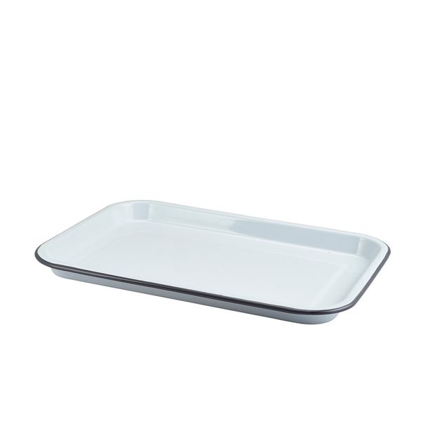 Picture of Enam Serving Tray Wht w Grey Rim 33.5x23.5cm