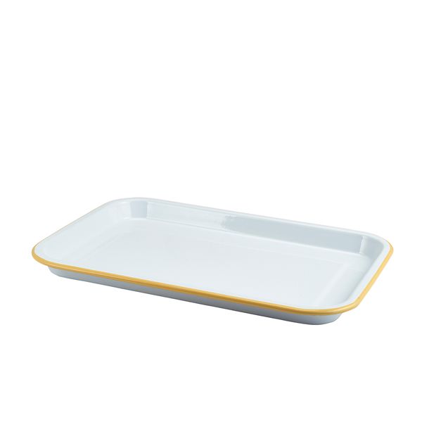 Picture of Enam Serving Tray White w Yellow Rim 33.5cm