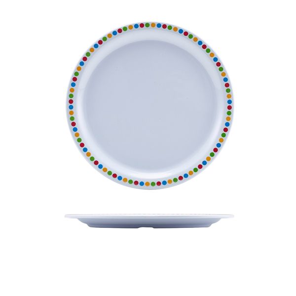 Picture of Genware Melamine 9" Plate - Coloured Circles