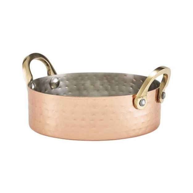 Picture of Mini Hammered Copper Plat Casserole Dish 12cm