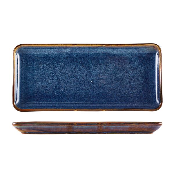 Picture of Terra Porc Aqua Blue Narrow Rect Platter 36cm