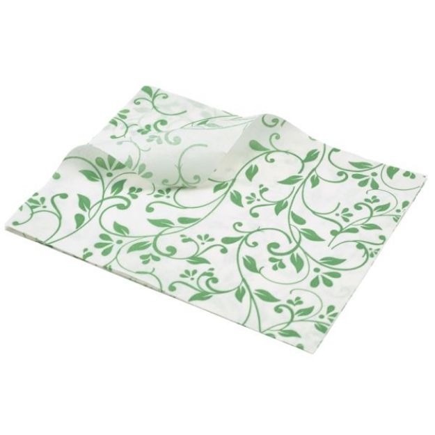 Picture of Greaseproof Paper Green Floral Print 25x 20cm