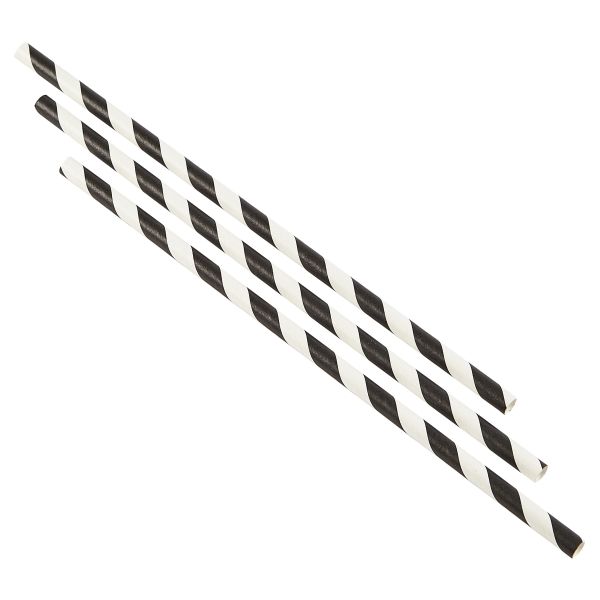 Picture of Paper Straws Black & White Stripes 20cm (500)