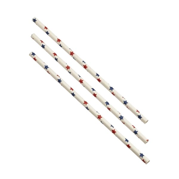 Picture of Paper Straws Red and Blue Stars 20cm (500pcs)