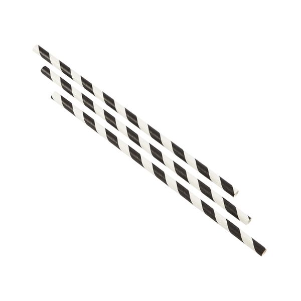 Picture of Paper Straws Black & White Stripes 23cm (250)