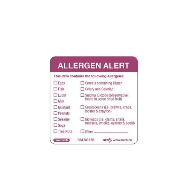 Picture of 50X50mm Removable Allergen Label (500)