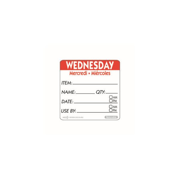 Picture of 50mm Wednesday Removable Day Label (Pack of 500) 