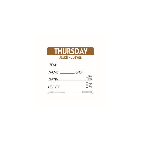 Picture of 50mm Thursday Removable Day Label (Pack of 500)