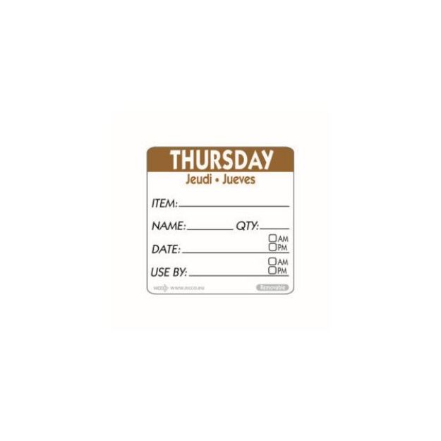Picture of 50mm Thursday Removable Day Label (Pack of 500)