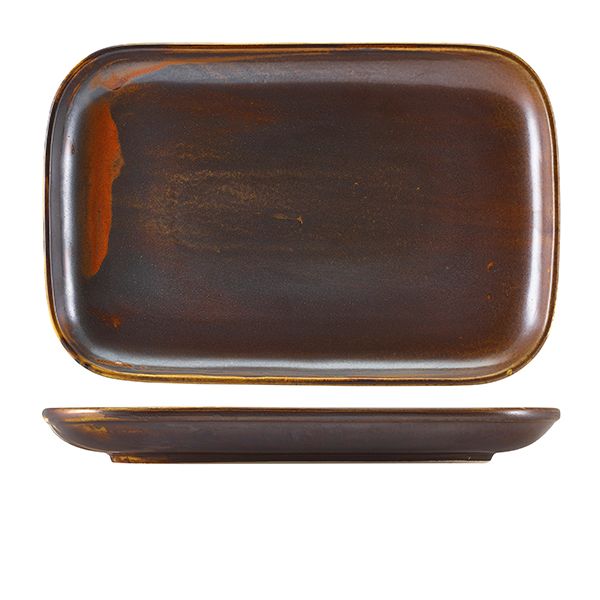 Picture of Terra Porc Rustic Copper Rect Plate 34x23.5cm