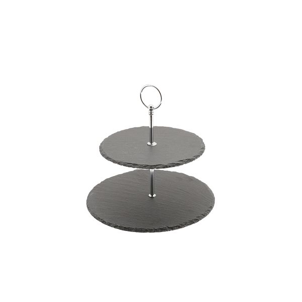 Picture of Genware Slate 2-Tier Cake Stand 20/25cm