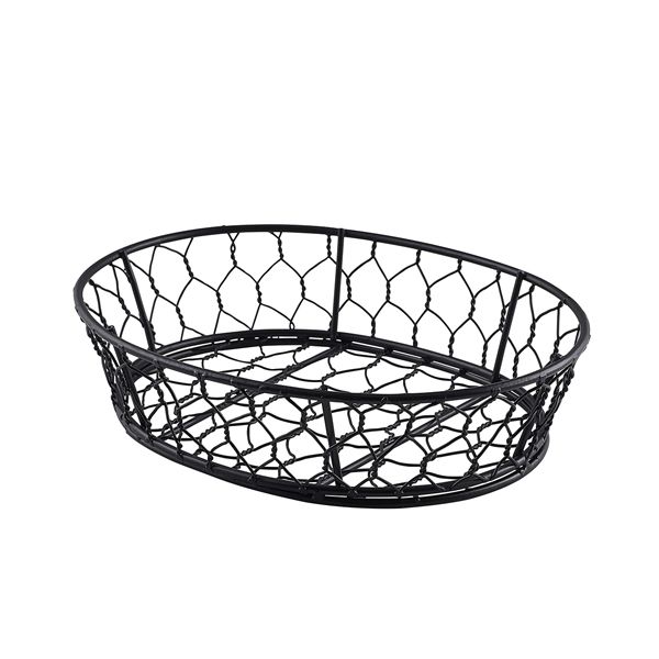 Picture of Genware Oval Black Wire Basket 24 x 18 x 6cm