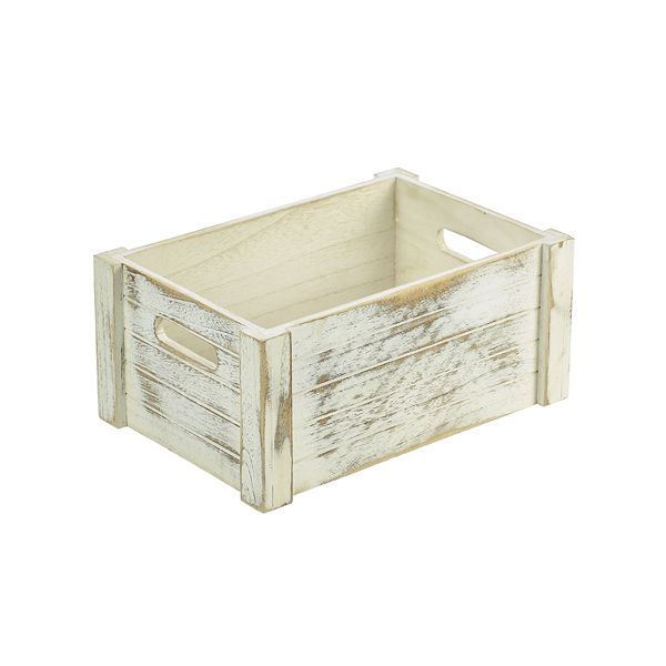 Picture of GW White Wash Wooden Crate 34 x 23 x 15cm