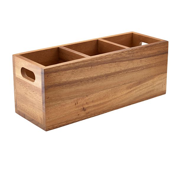 Picture of GenWare Acacia Wood 3 Compartment Cutlery Box