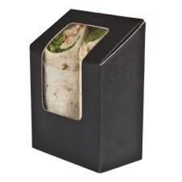 Picture of Tortilla bow with window, Black/Clear, 321x110x47mm 500pk