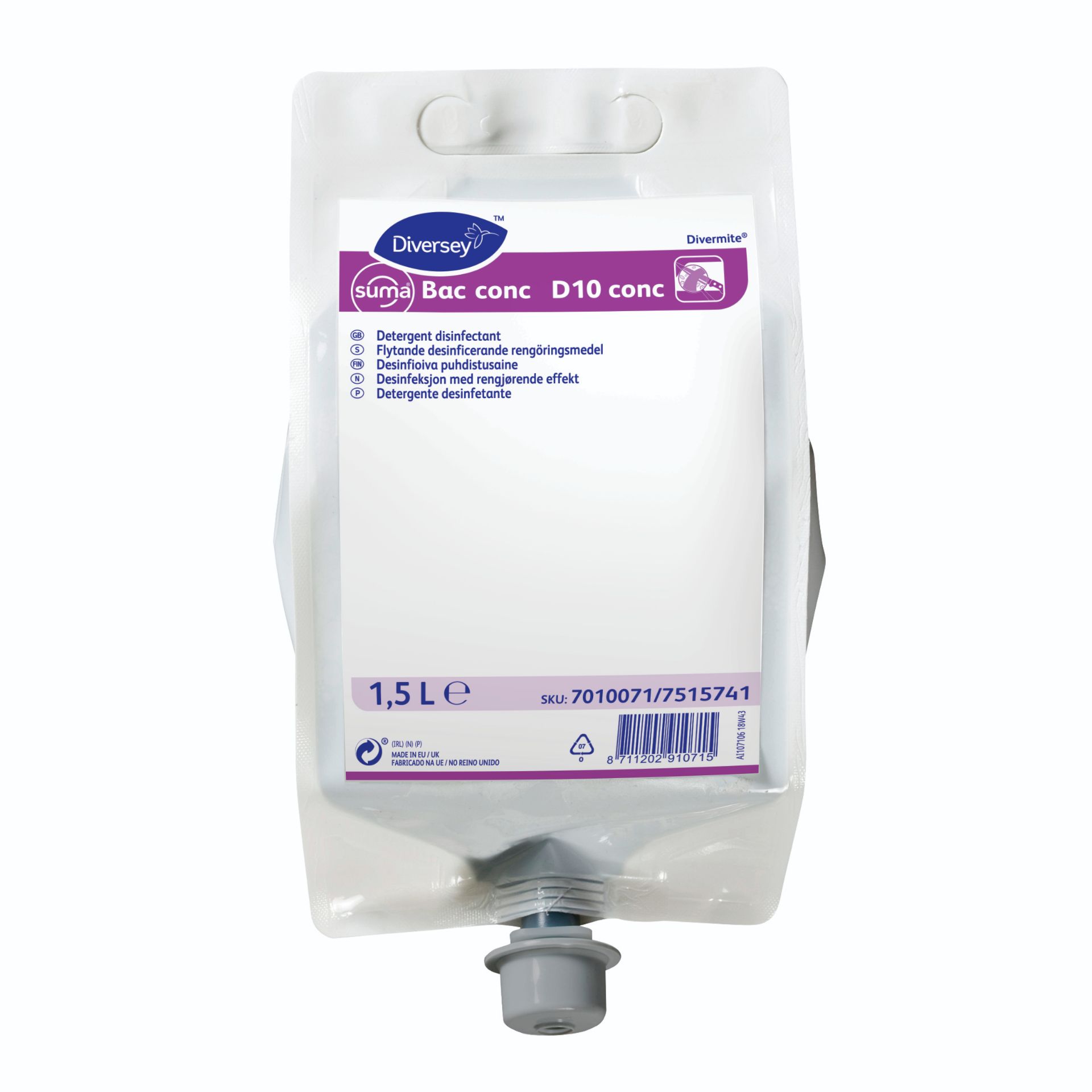 Picture of Suma Bac conc D10 conc 1.5L - Super concentrated detergent disinfectant in recyclable pouches