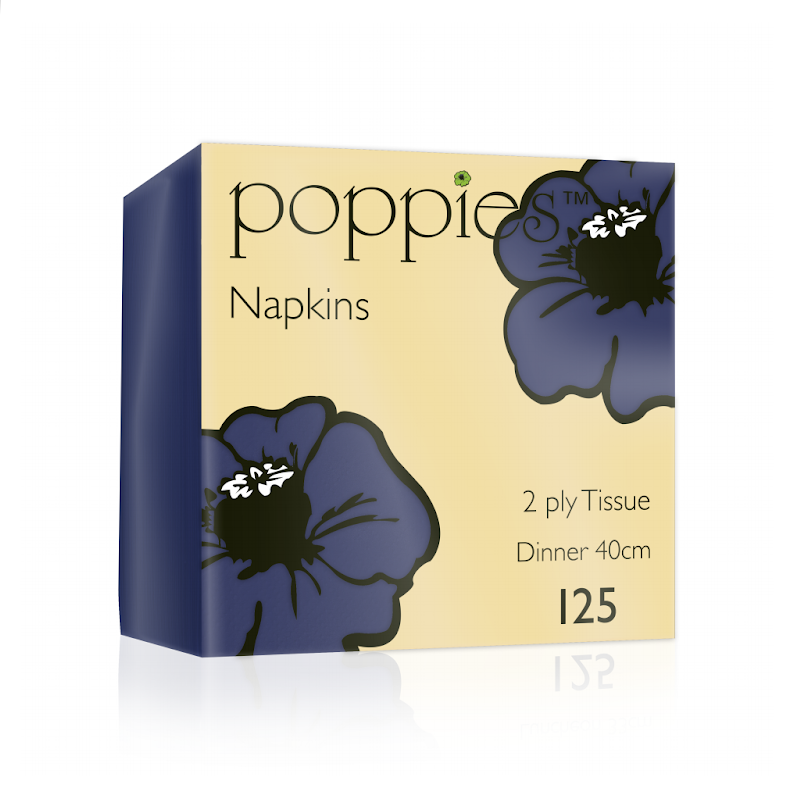 Picture of Poppies Navy Blue, Dinner  Napkin 2ply  40cm, 2,000 pk
