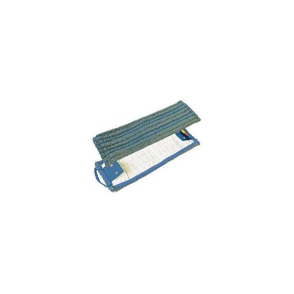 Picture of Microfibre Grey Flat Mop with Blue Strip for scrubbing / spot cleaning x 1 mop head