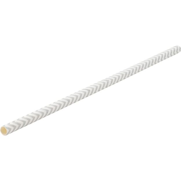 Picture of Paper Chevron Matt Silver Straw 8" (20cm)