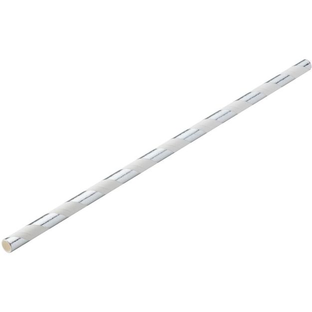 Picture of Paper Silver Stripe Straw 8" (20cm) Box of 250