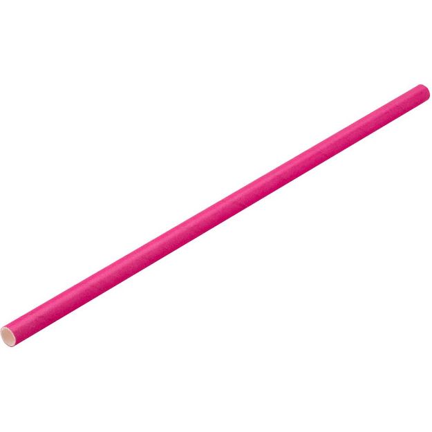 Picture of Paper Solid Pink Straw 8" (20cm) Box of 250