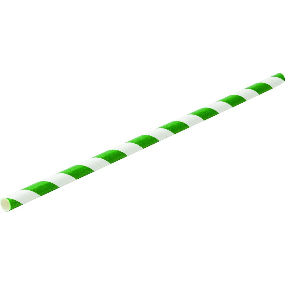 Picture of Paper Green Stripe Straw 8" (20cm)