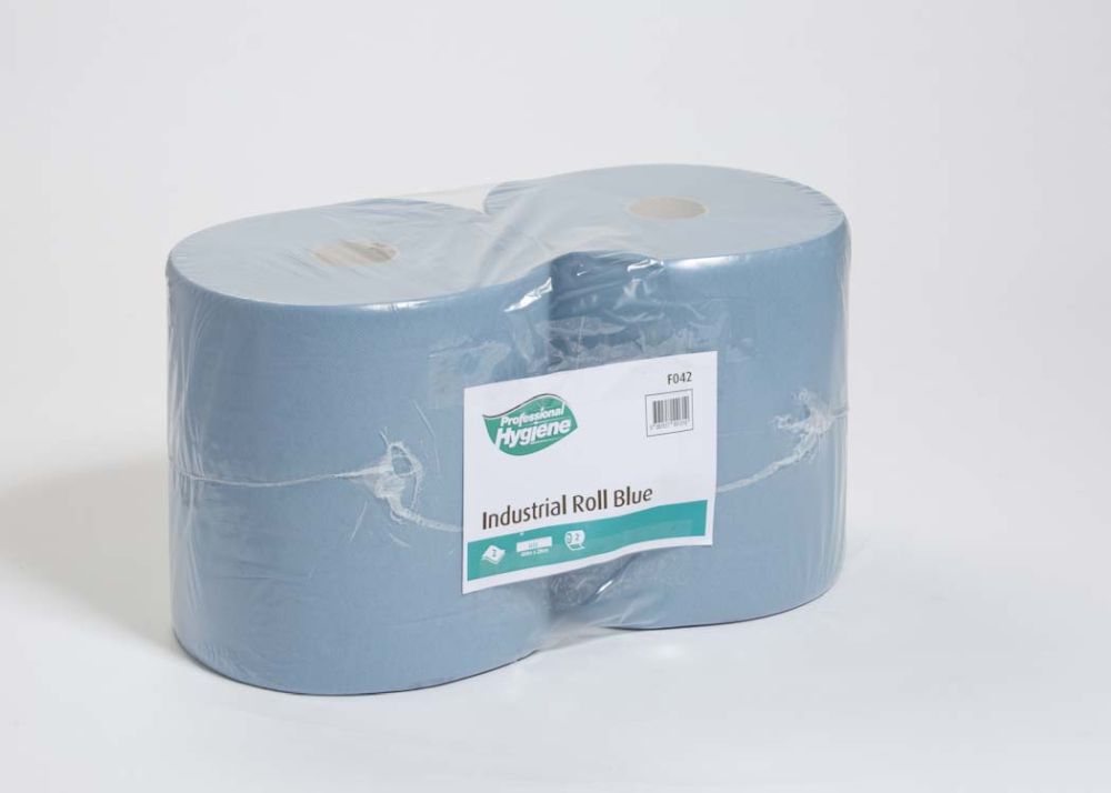 Picture of Extra Large Industrial  Roll, 2 ply Twin Pack 400 sheets per roll. Blue.