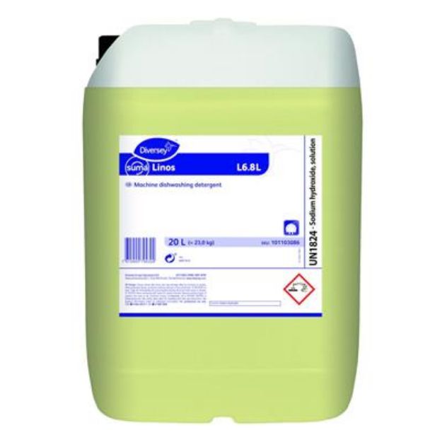Picture of Suma Linos 20L - L6.8  Liquid mechanical ware washing detergent for hard water.  20L drum 