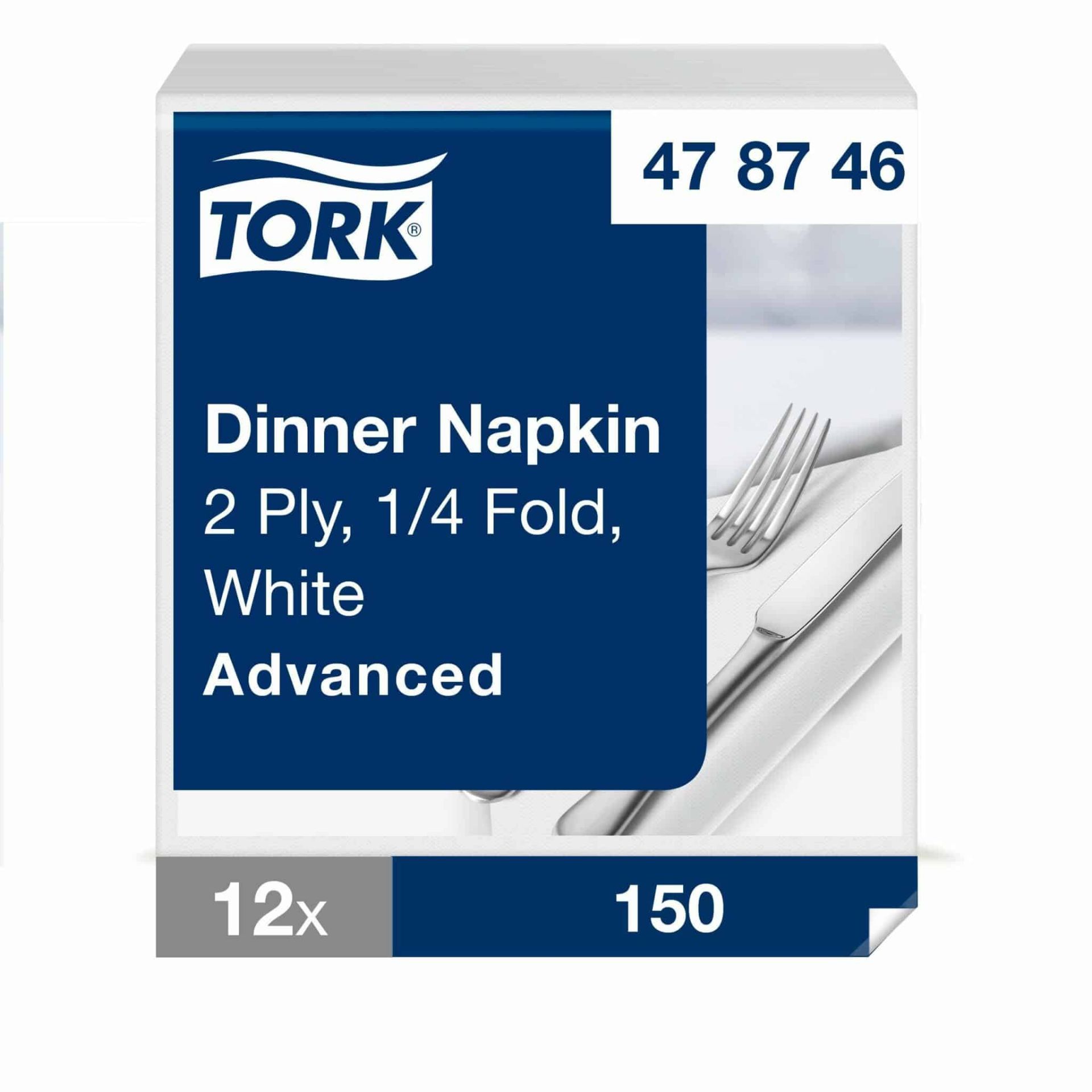 Picture of Tork Premium White Dinner Napkin 4fold 39x39cm 1800pk