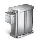 Picture of SimpleHuman 58L S/Steel Rectangular Pedal bin with dual compartment